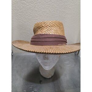 Scala Pro Series Brown Straw Sun Hat Golf Hat Adult Small Medium Vintage